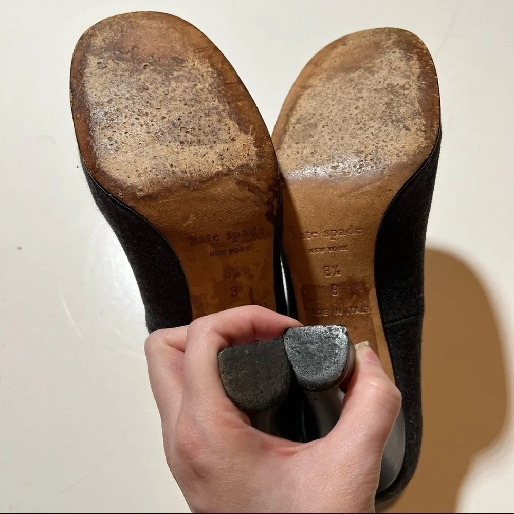 Kate Spade Gray Wool Mary Jane Heels